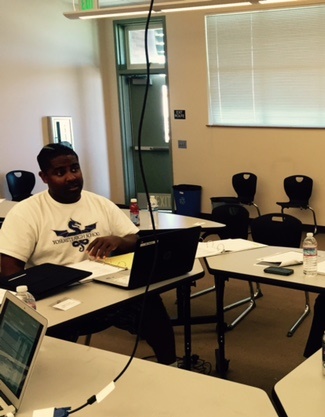  Teacher Kahri Boykin talks about his Energy classes he teaches at Yosemite High School and the Merced Adult School. Photo:  Steve Newvine 