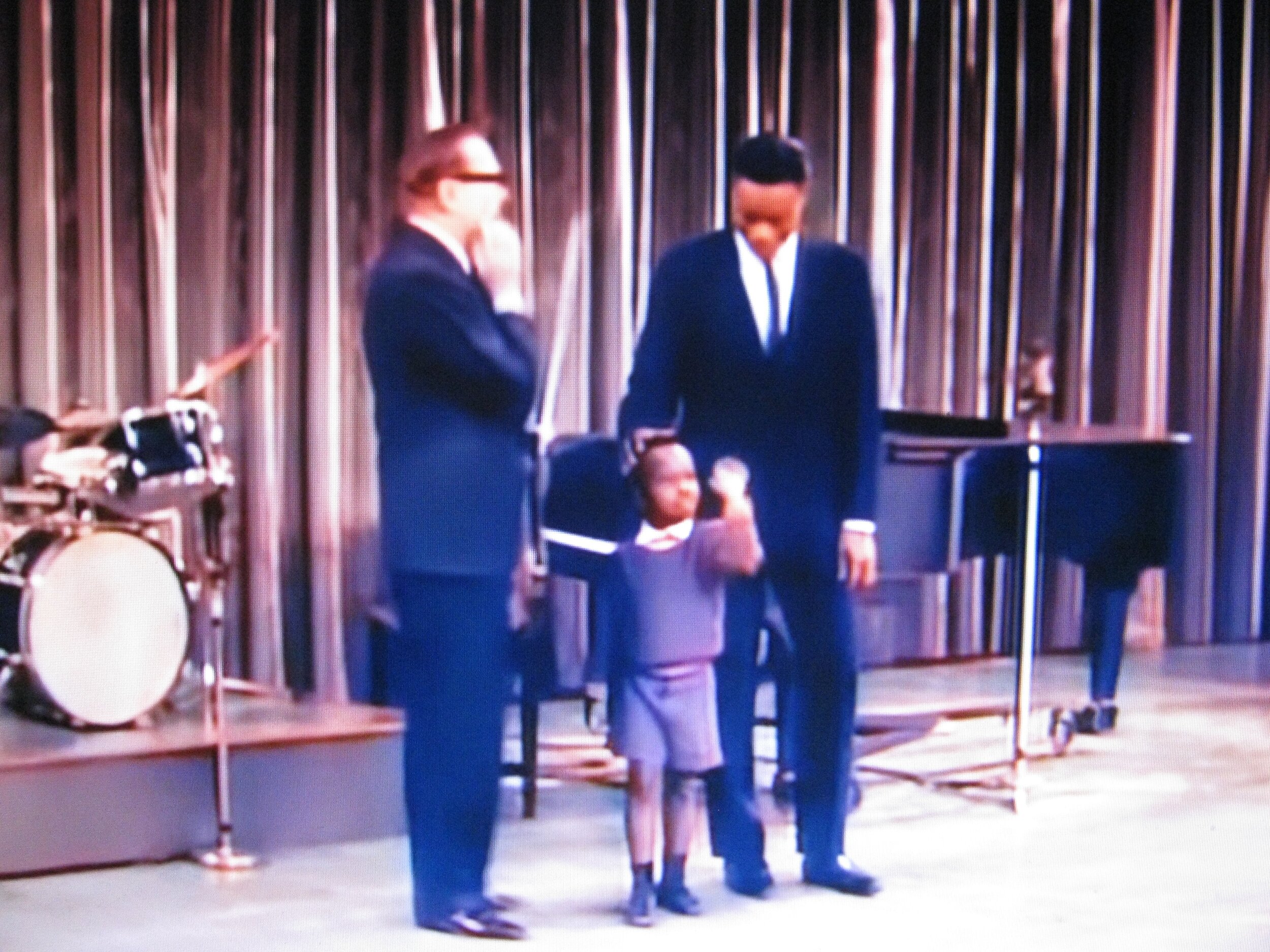  Young Jim-w/Nat and Jack Caption: Jim Bradley Junior was a five-year old drummer prodigy in 1964 on the Jack Benny Program. 