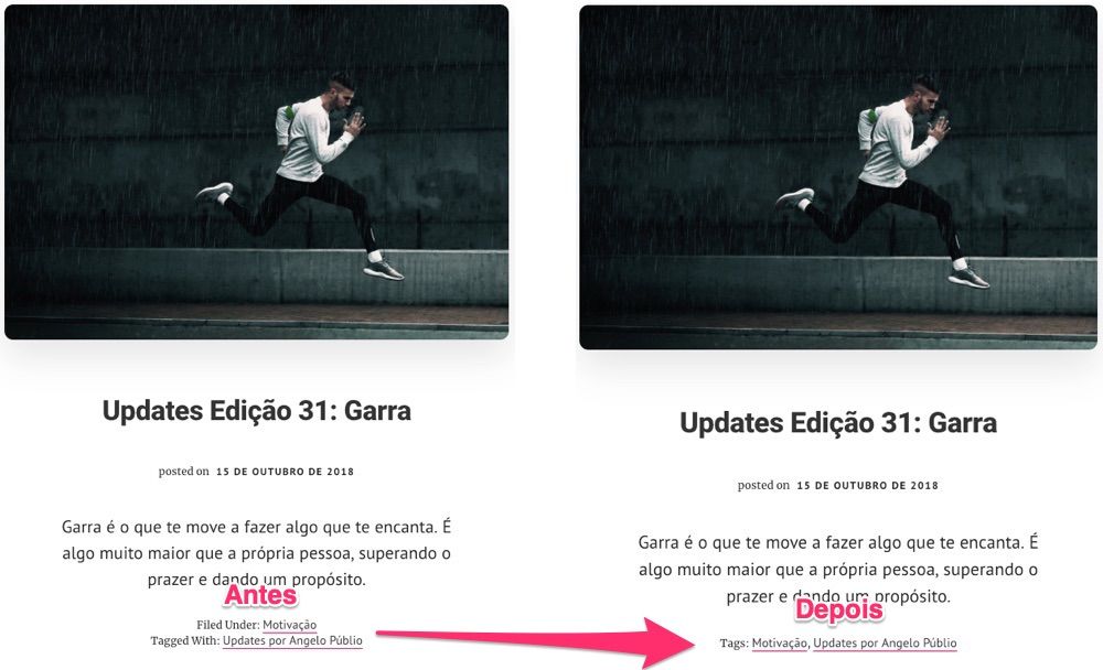 De "Categorias Wordpress + Tags" para "Somente Tags"
