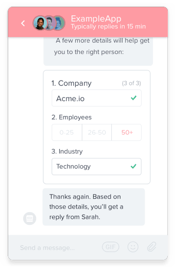 Qualificação de lead durante uma sessão de chat na ferramenta Intercom