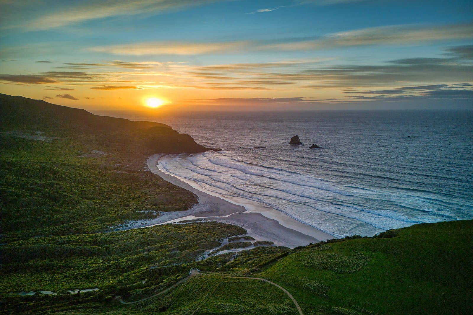 Sandfly Bay at sunset, Otago Peninsula