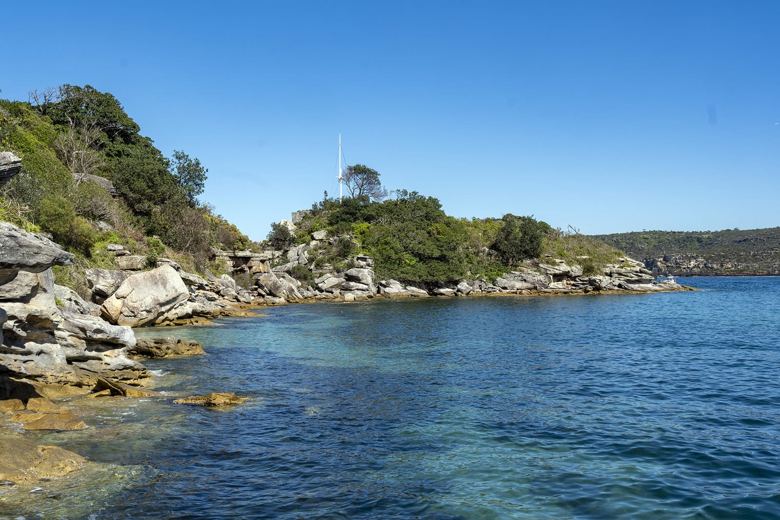 Sandstone rocks and clear water inside North Head