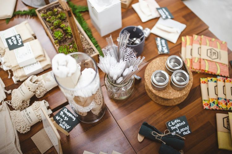 A table of reusable, plastic free everyday goods