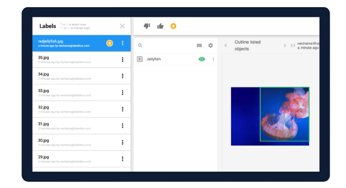 Benchmarks in action, highlighting the example labeled asset with a gold star.