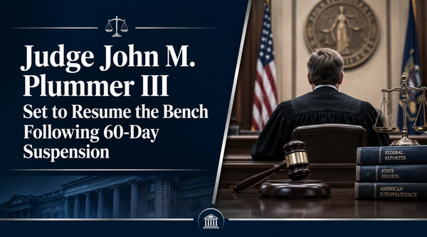 Judge John M. Plummer III Set to Resume the Bench Following 60-Day Suspension