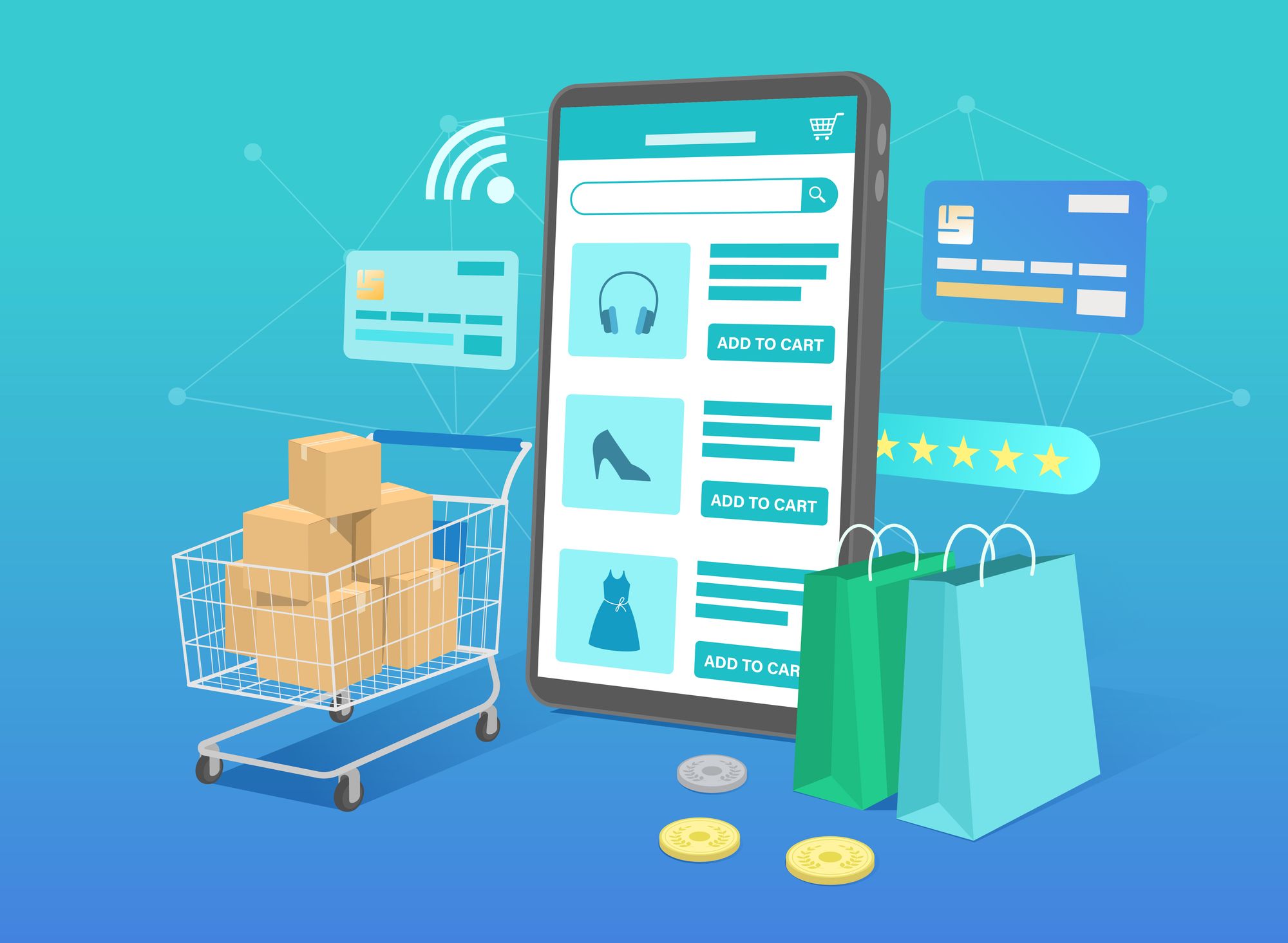 Shopping online et en boutique physique