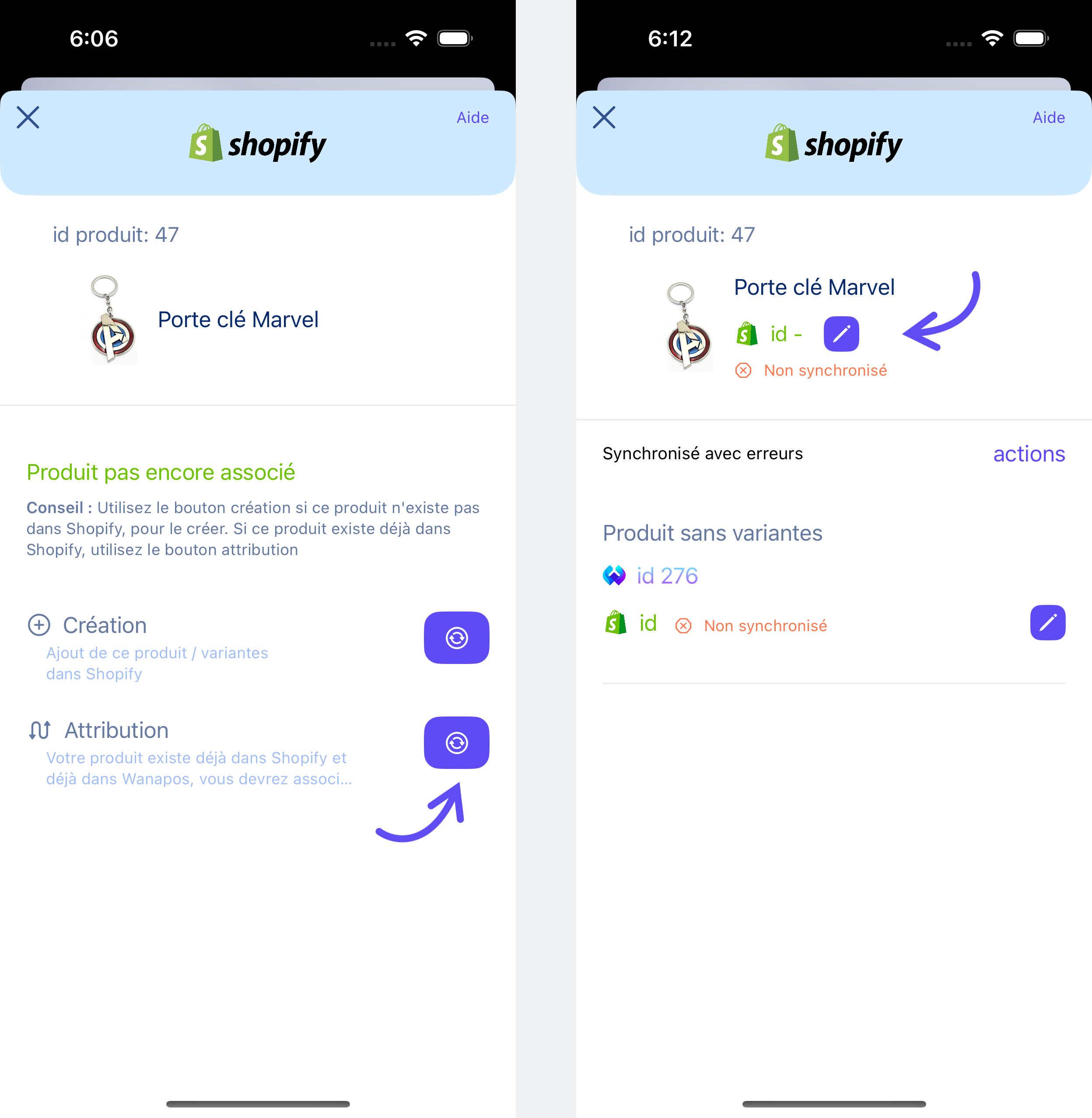 Attribution des id Shopify