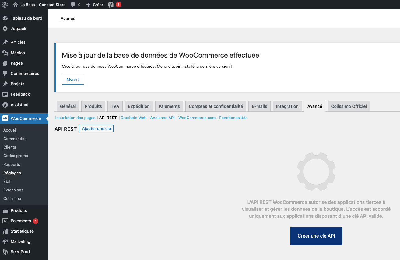 Accéder à API REST depuis l'interface du back office de WooCommerce