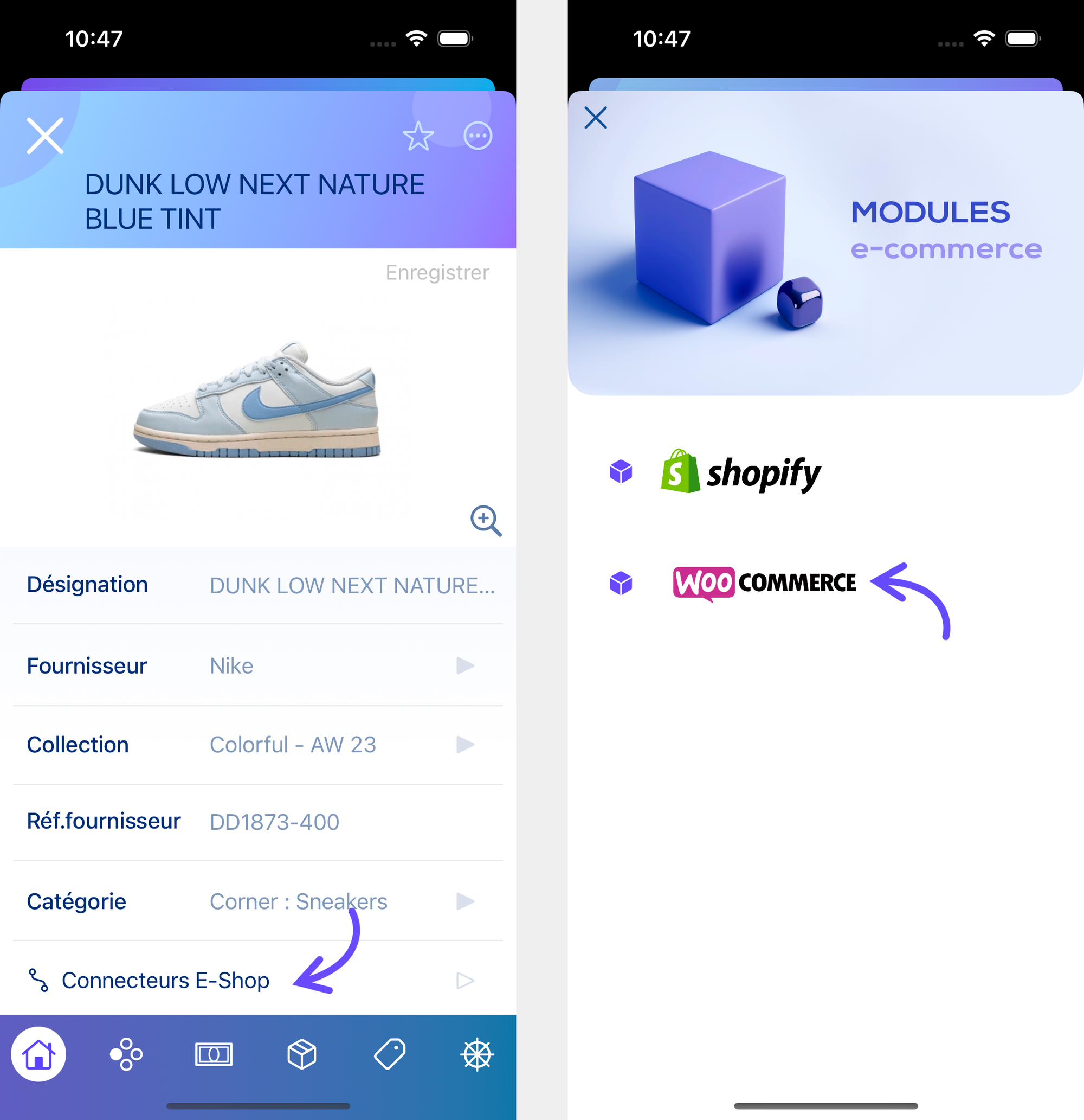 Accéder au connecteur e-shop wooCommerce