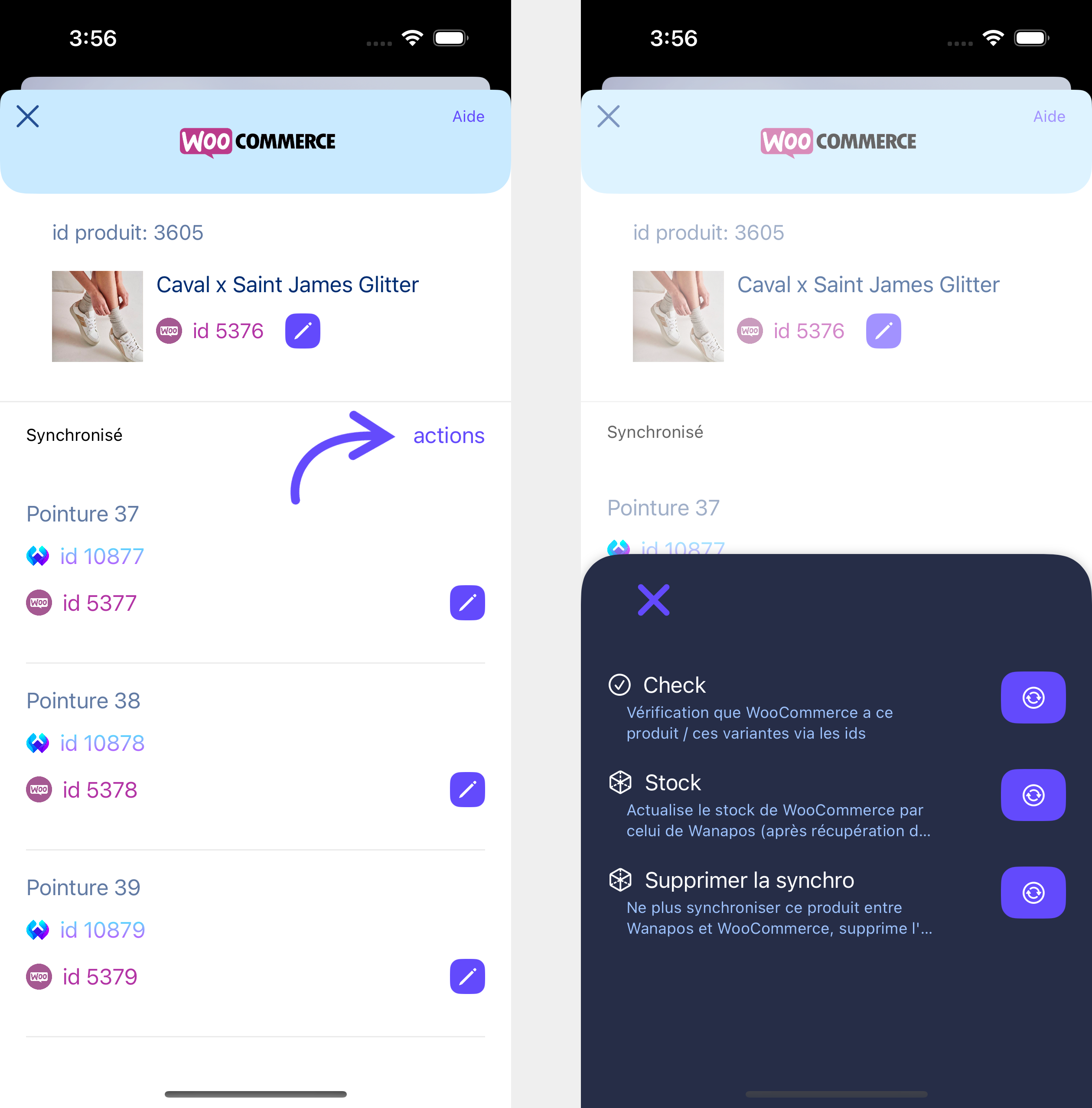 Actions possible sur fiche produit pour WooCommerce