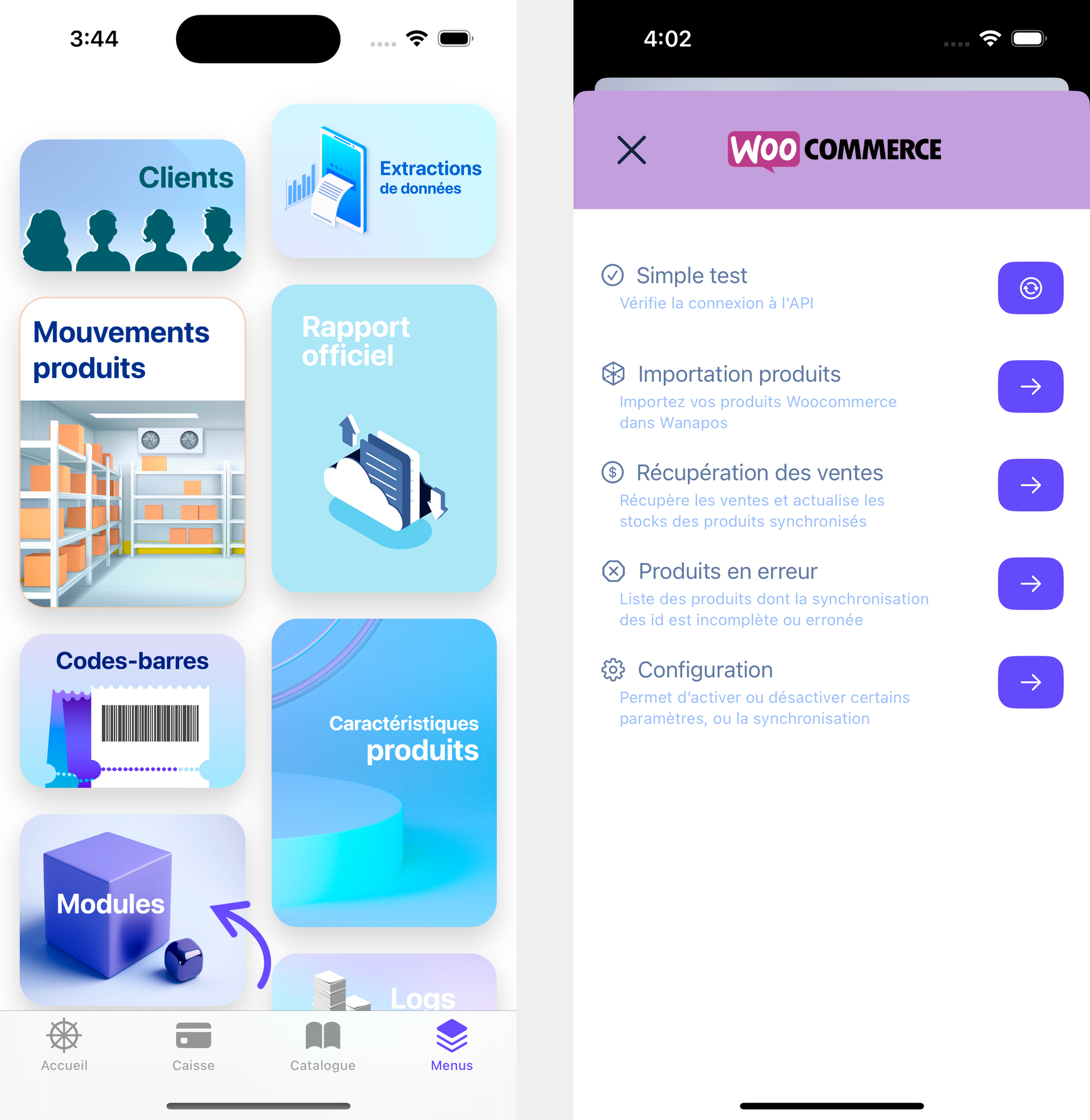 Menu module WooCommerce