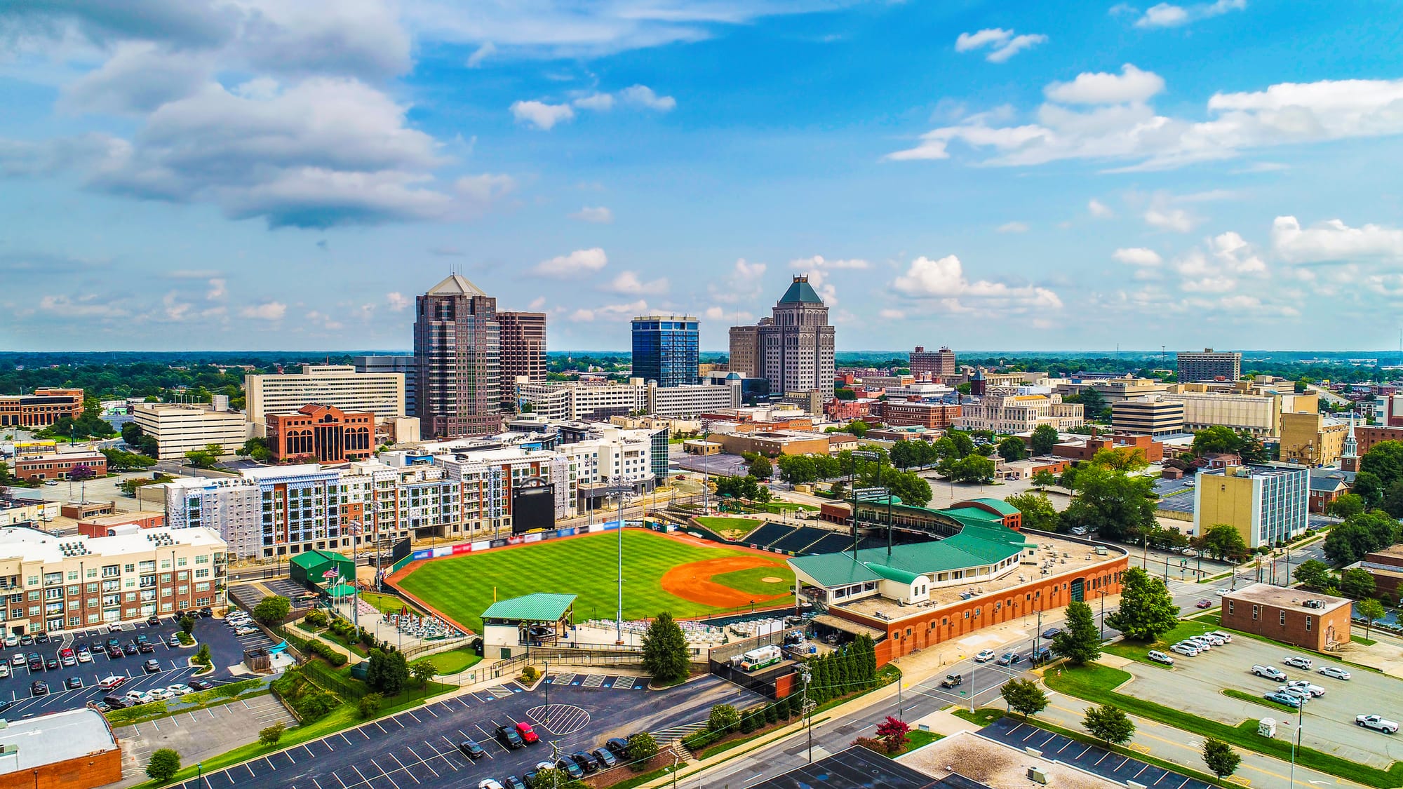 Aerial View of Greensboro Including Ballpark