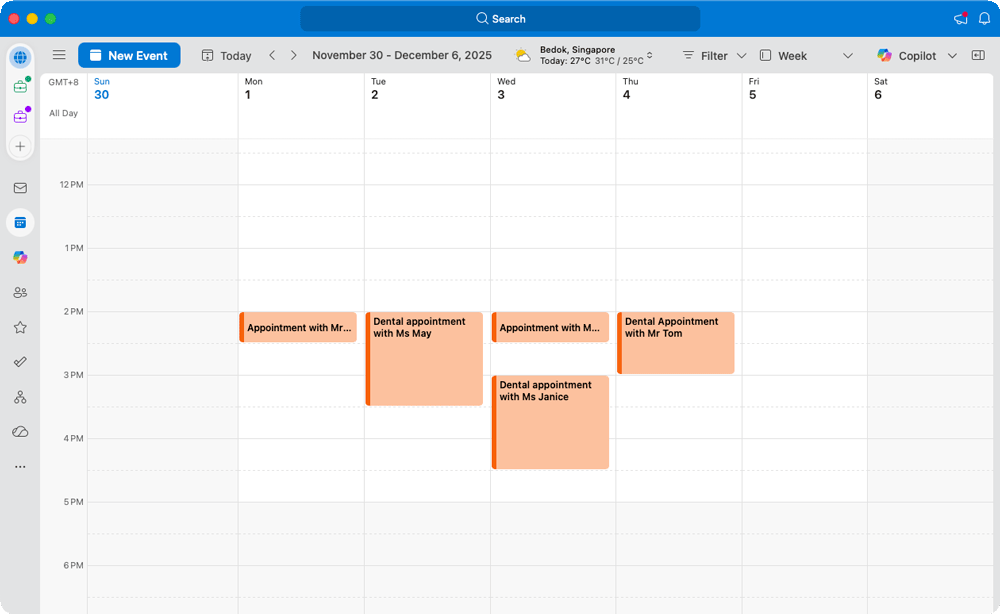 Both appointments were successfully cancelled and removed from Outlook Calendar.