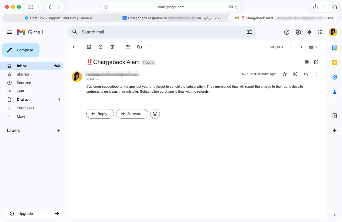 Knoon allows agents to use multiple tools at once. Alongside creating the document, the agent can send an email alert to the billing team via SMTP.