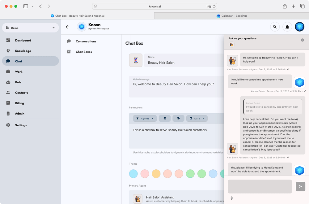 The user requested to cancel an appointment.