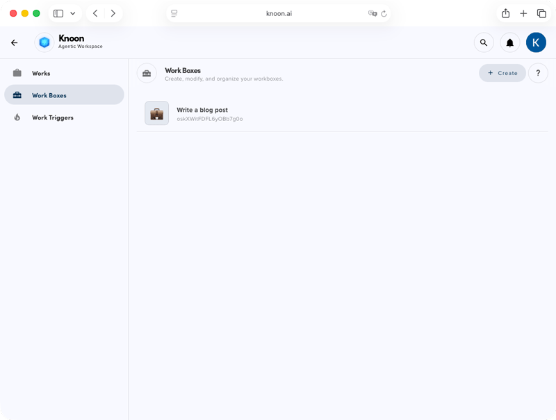 Use the Work Boxes dashboard to create new workflows.