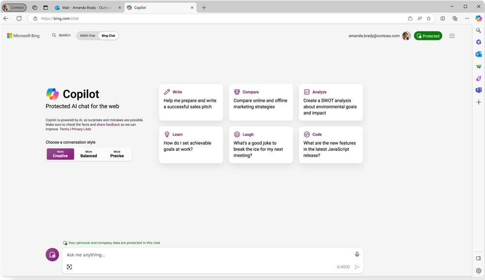 Microsoft Copilot interface showing a AI chatbot.