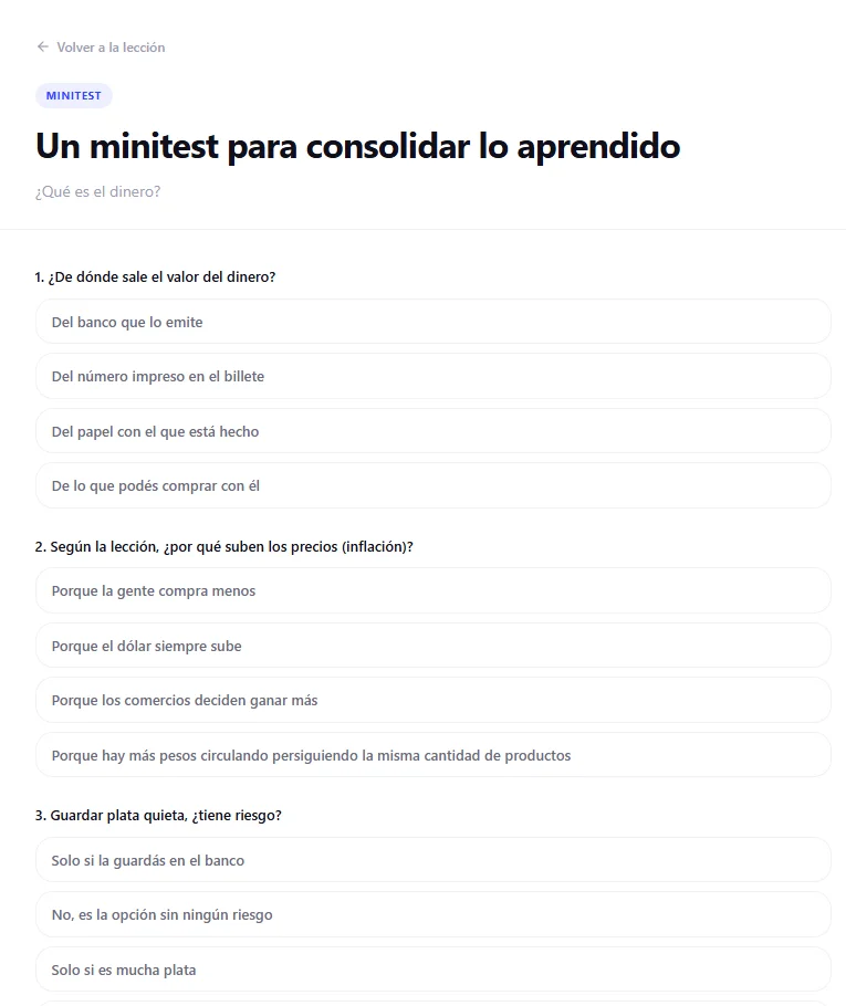 Captura de un minitest resuelto con el resultado