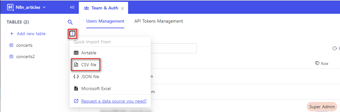 Create new table from a CSV file
