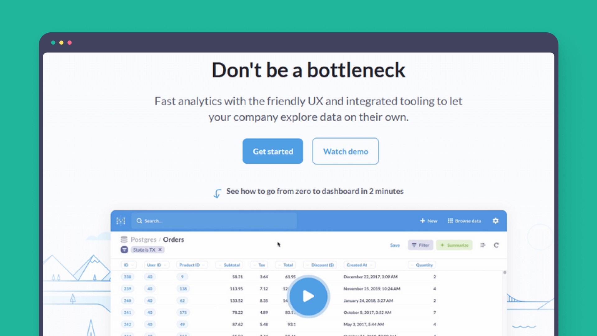 Metabase is a low-code self-service analytics platform