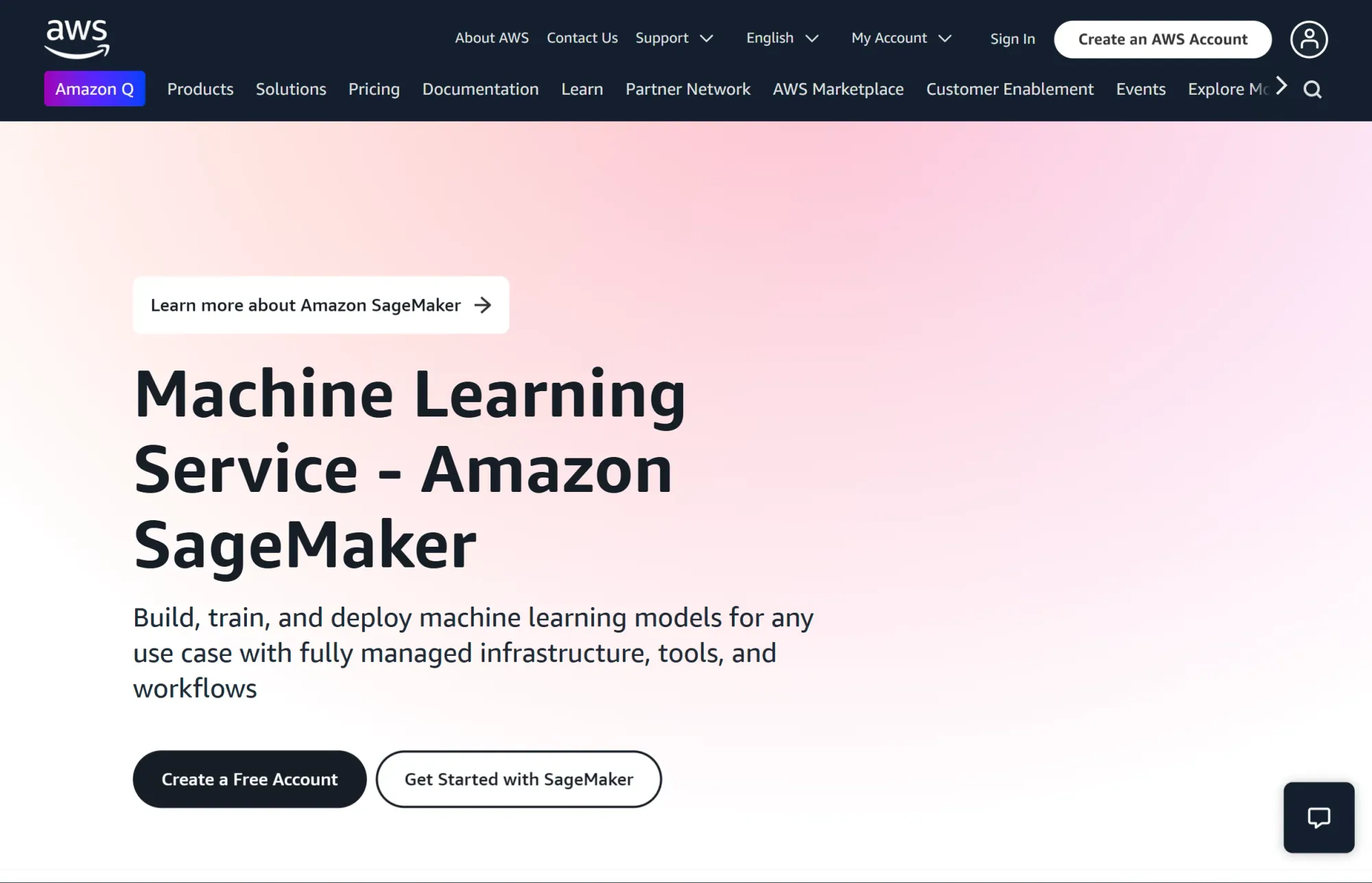 Amazon AWS SageMaker website