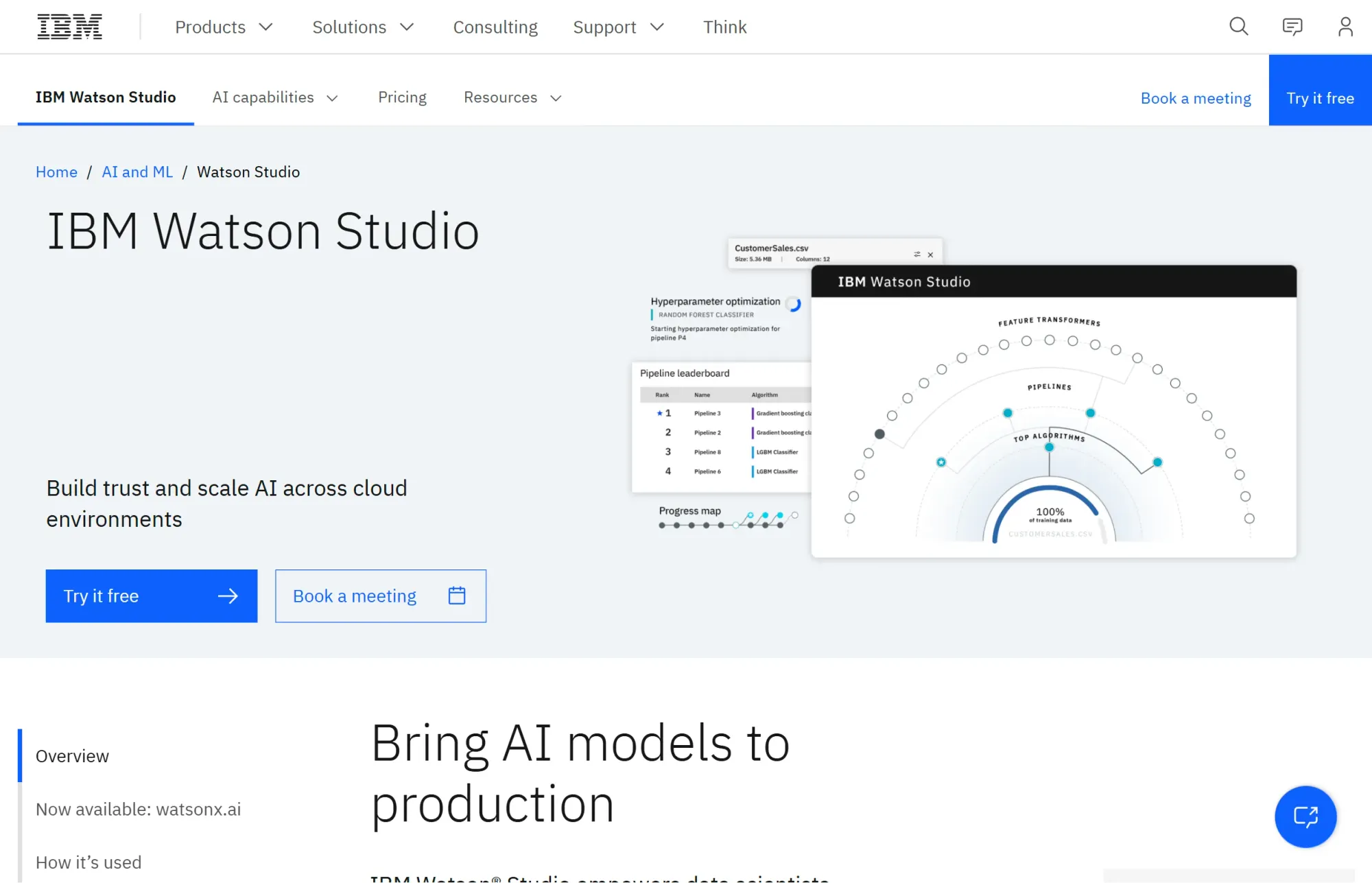 IBM Watson Studio website