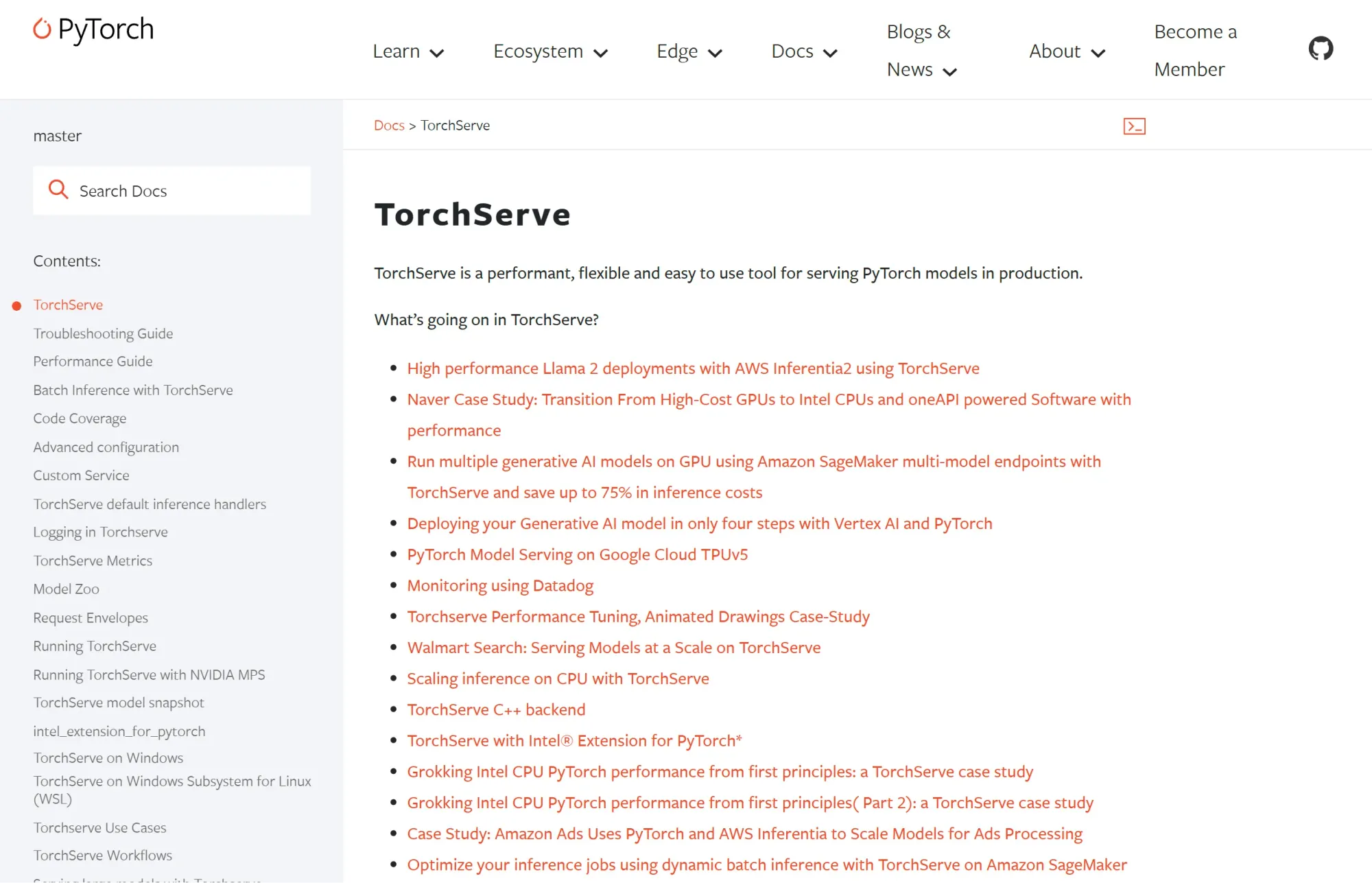 TorchServe website
