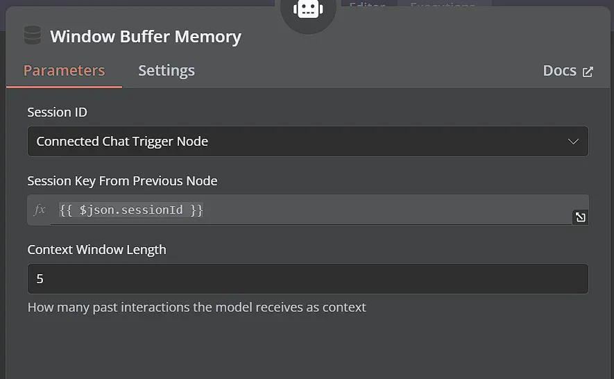 Implement chat memory using window buffer memory