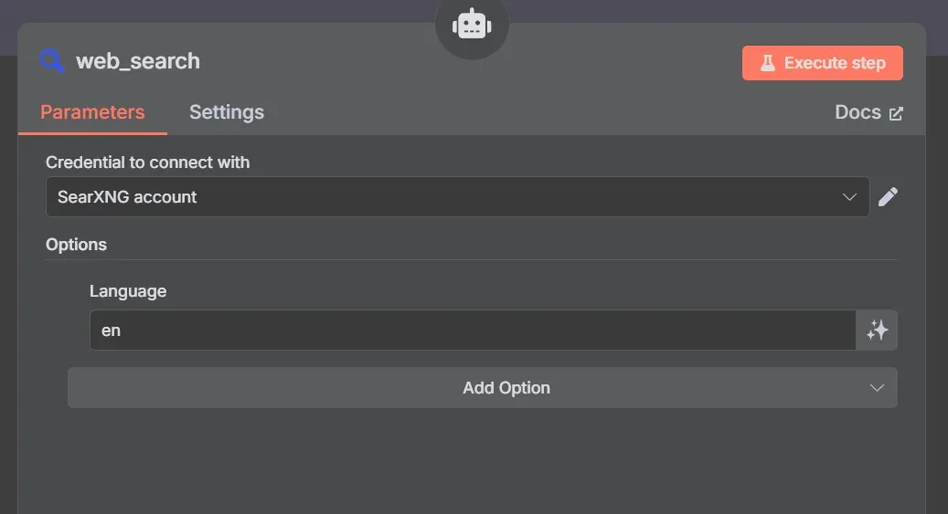 SearXNG AI tool for n8n agent