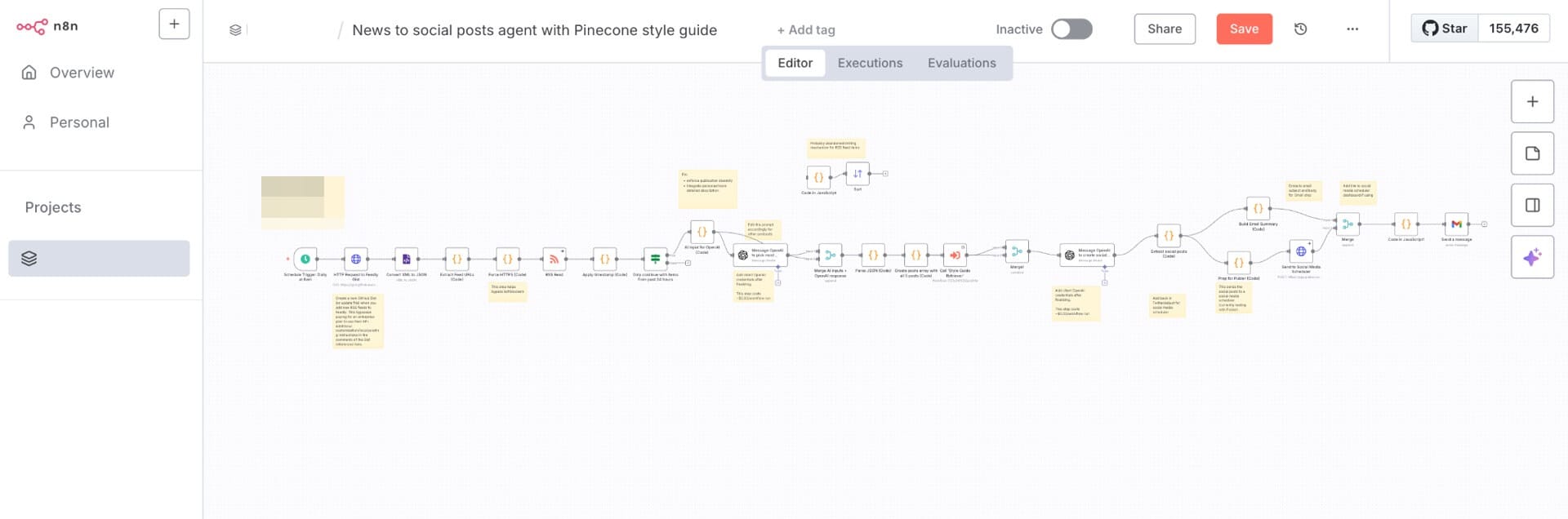 : n8n’s AI workflow automation tool: a workflow for generating social posts from relevant RSS news itemsn8n’s AI workflow automation tool: a workflow for generating social posts from relevant RSS news items