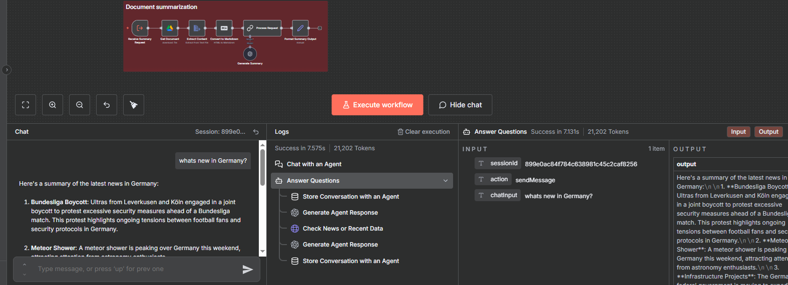n8n canvas has a summarized log panel. This way you don’t need to open each node individually.