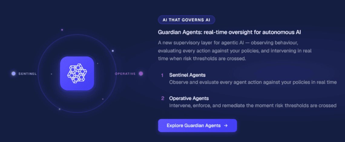 Holistic AI Guardian Agents feature showing Sentinel and Operative agents for real-time oversight of autonomous AIHolistic AI is built for teams facing specific regulatory pressure