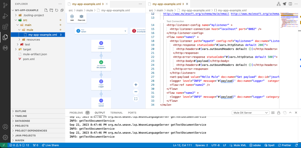 Mulesoft Anypoint Builder UI allows creating API integrations via visual editor