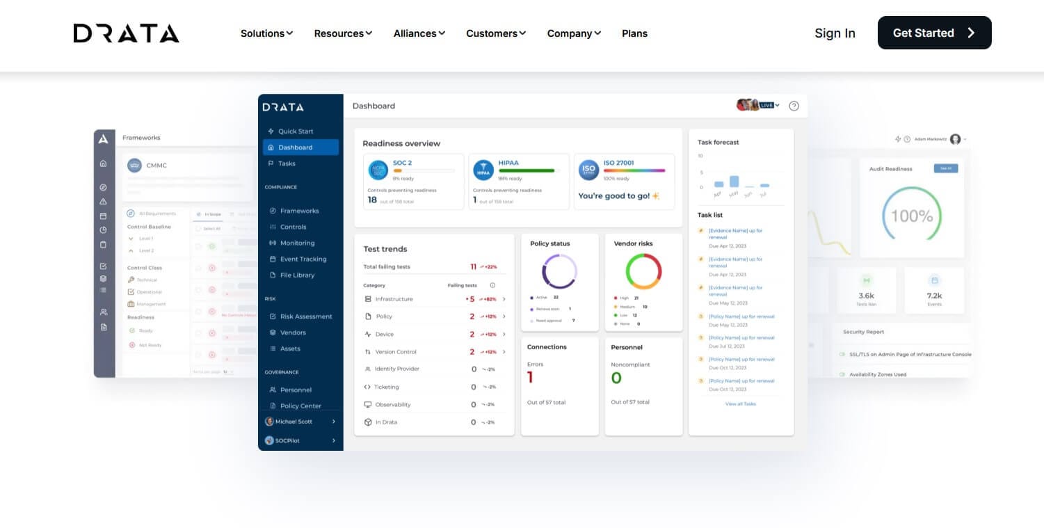Drata's compliance automation dashboard