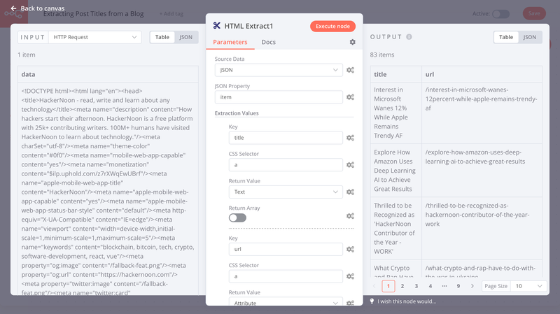 Node details view inluding the Input & Output Panes