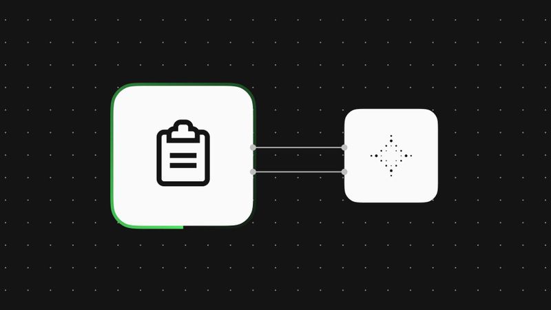n8n workflow nodes with a clipboard icon on a dark grid background illustrating AI audit trail logging