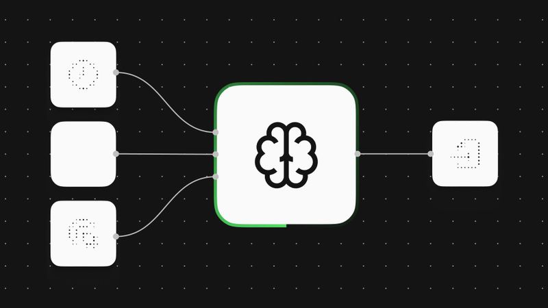 Illustration of an AI Agent node receiving multiple inputs and producing a single output on an n8n workflow canvas.