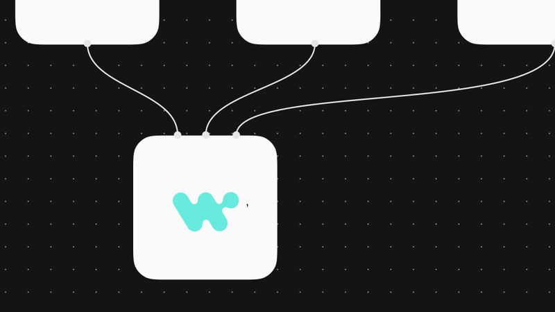 Workflow diagram showing three connected nodes merging into a Windmill automation step