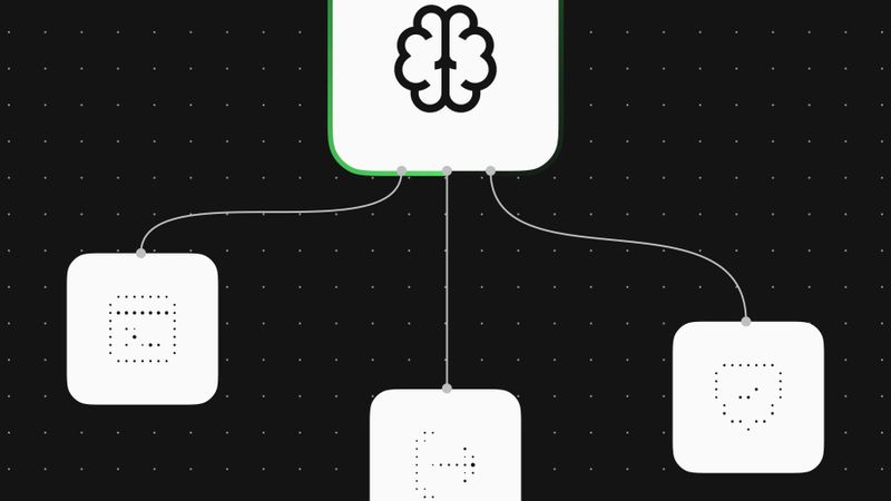 Illustration of an AI Agent node connected to three tool nodes on an n8n workflow canvas