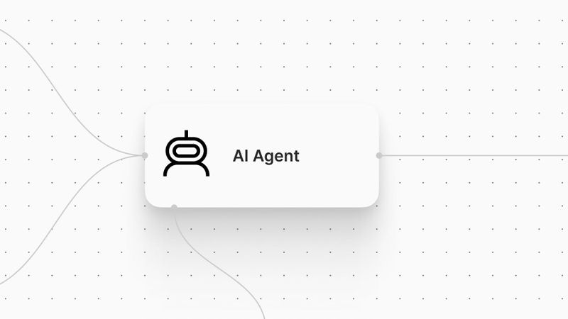 n8n AI Agent node connected to workflow paths on a light grid background illustrating AI agent observability
