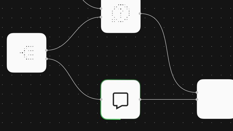 n8n workflow canvas showing a branching path with an active chat response node routing output to a downstream step