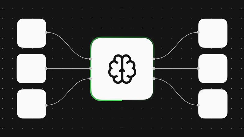 LangGraph node icon connecting three input blocks to three output blocks, representing a knowledge graph structure.