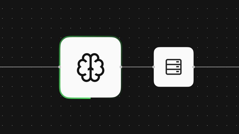 n8n workflow nodes with a brain icon connected to a server icon on a dark grid background illustrating self-hosted LLM routing