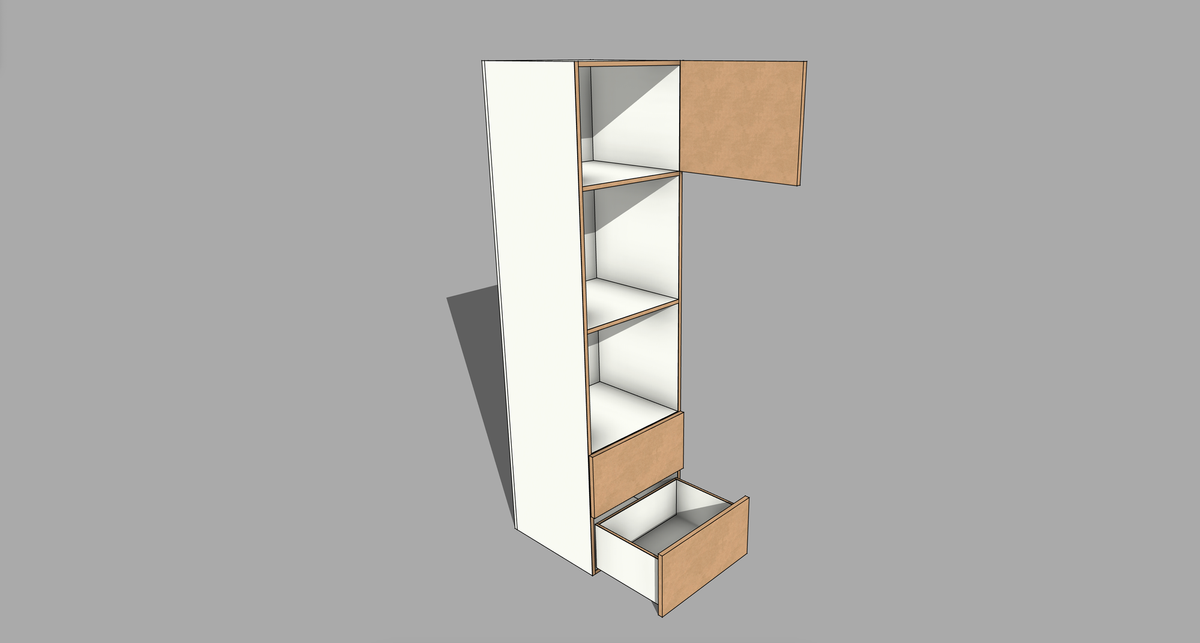 FRM_STKD_OVEN_2DRW_RH [ STACKED OVEN 2 DRAWERS SHELF ABOVE]