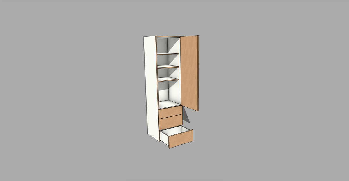 FRM_TDF_BREAKFAST_RHS 3DRAWER [HINGED_3 SHELF, 3DRWERFRONT]