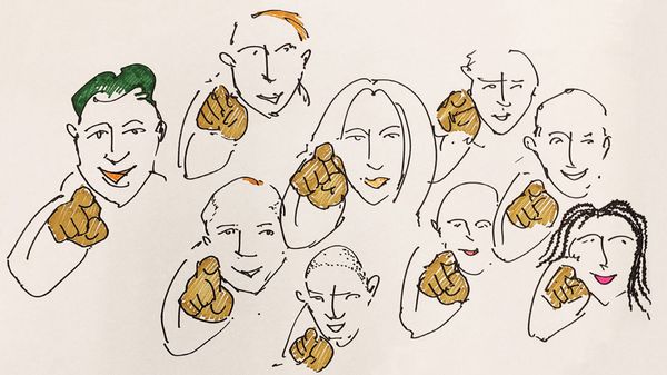 An illustration of various people pointing at the viewer in the style of the famous World War One recruitment poster