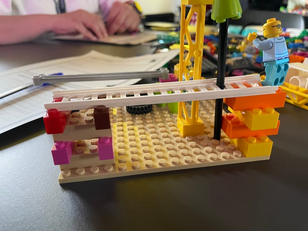 picture of a LEGO creation made in a workshop
