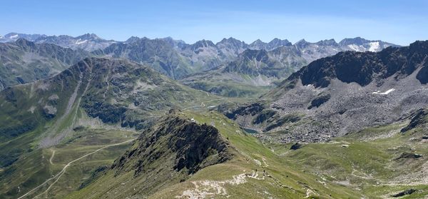 View from Pazolastock near the headwaters of the Rhine river in Switzerland