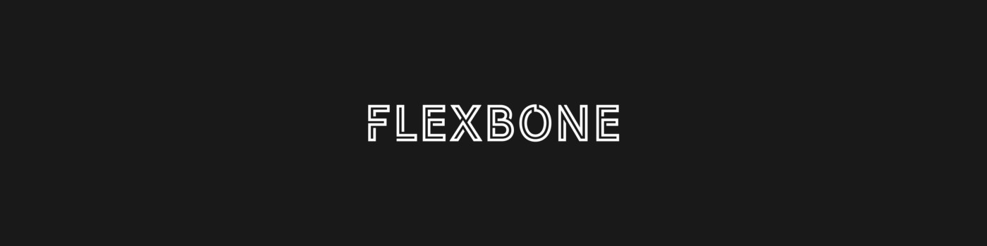 Flexbone logo, written in white on a black backdrop 