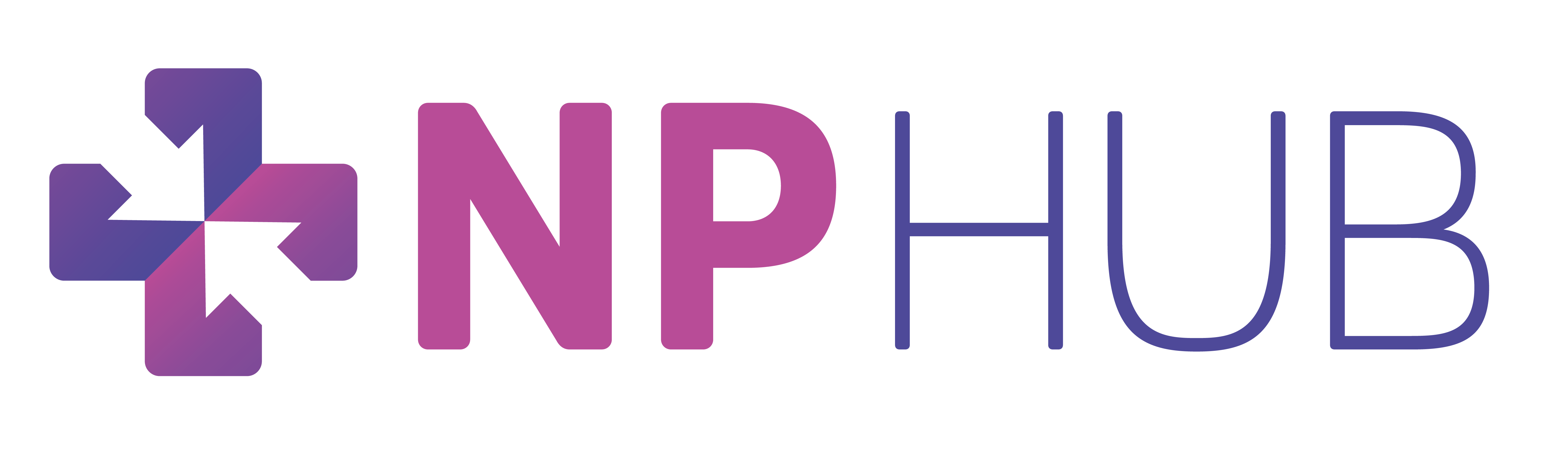 NPHub logo, purple and pink letters 